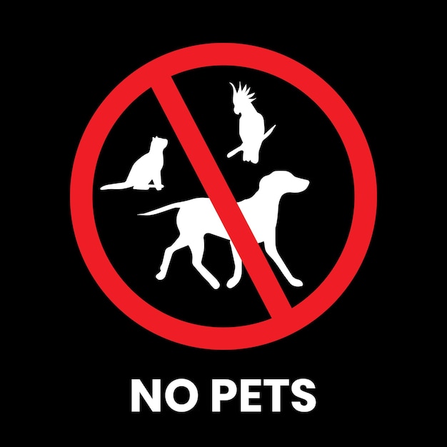 격리 된 배경에 텍스트 비문이있는 항목 애완 동물 교통 표지 스티커 없음