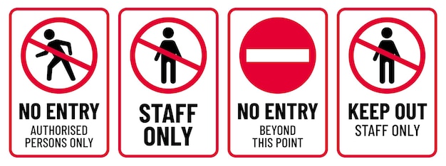 No entry staff only beyond this point print ready sign vector