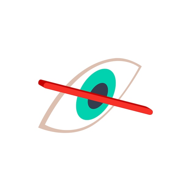 Vector no eye sight icon in isometric 3d style on a white background