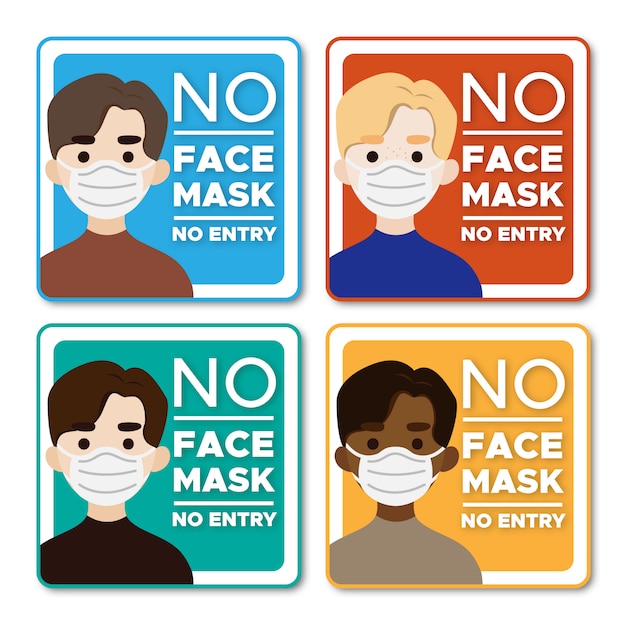 No Face Mask No Entry Men Character Sign