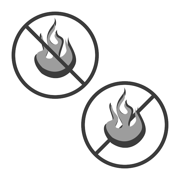 No fire and open flame prohibition symbols Nonflammable safety signs Vector illustration EPS 10