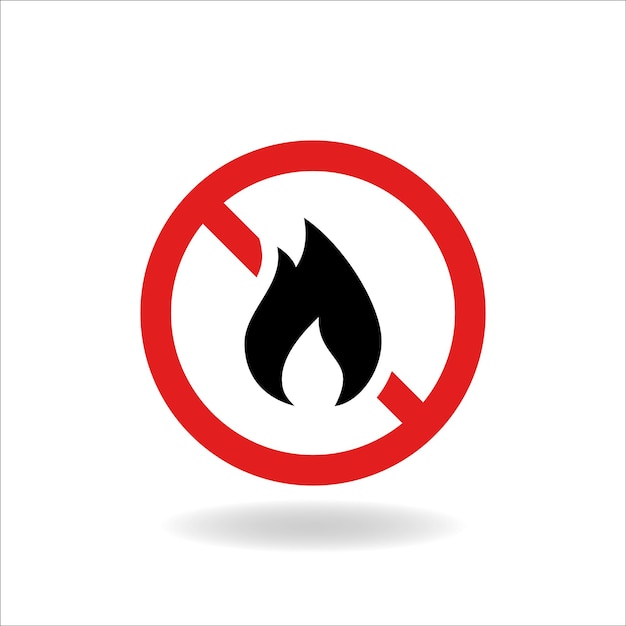 Vector no fire vector sign or flame not allowed or flammable symbol and no flame sign icon