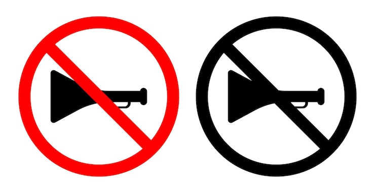 वेक्टर no horn sign keep silence don39t honk car icon stop honking vector symbol traffic horn prohibited no horn zone sign