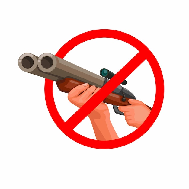 No hunting with hand hold riffle with scoope illustration