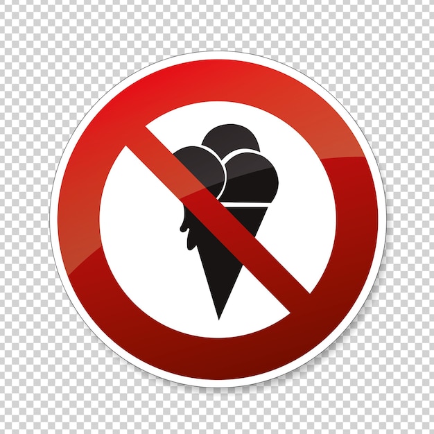 No ice cream sign No ice allowed in this area Forbid ice waffle creamy Halt allowed prohibition sign on checked transparent background Vector illustration Eps 10 vector file