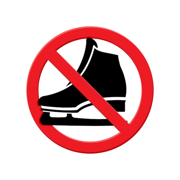 Vector no iceskating symbol thin ice vector sign ice skating prohibited ice skate symbol with a red forbidden circle