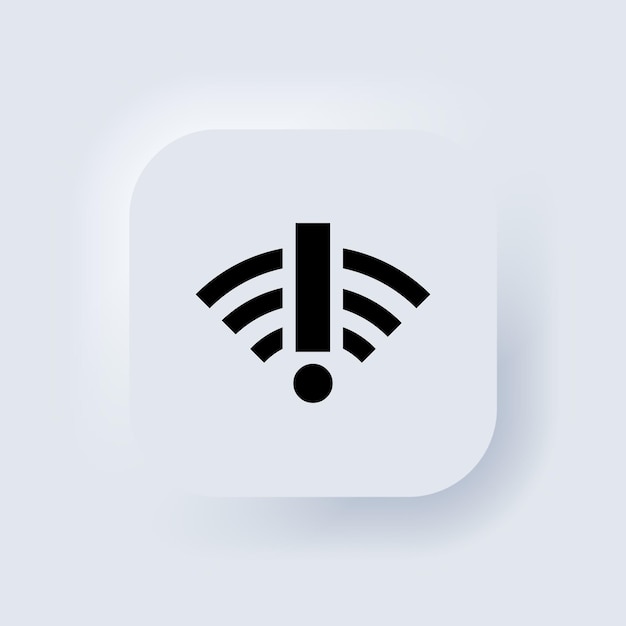 No internet connection icon. Weak, no signal, bad antenna sign. Bad connection problems concept. Neumorphic UI UX white user interface web button. Neumorphism. Vector EPS 10.