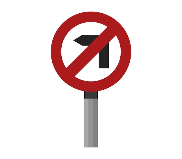 Vector no left turn road sign