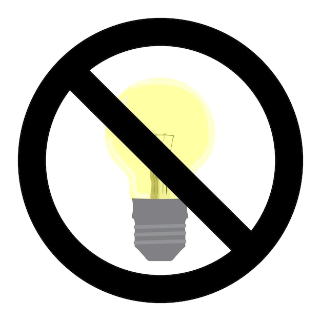 No light symbol Do not turn on sign