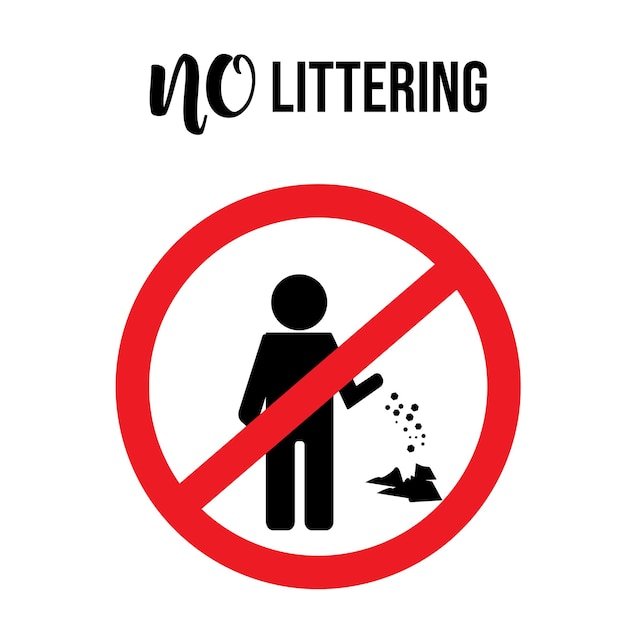 Vettore nessun segno di littering concept design stock illustrazione, avviso di divieto