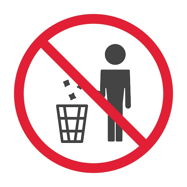 No littering signboard Prohibiting littering icon Vector illustration