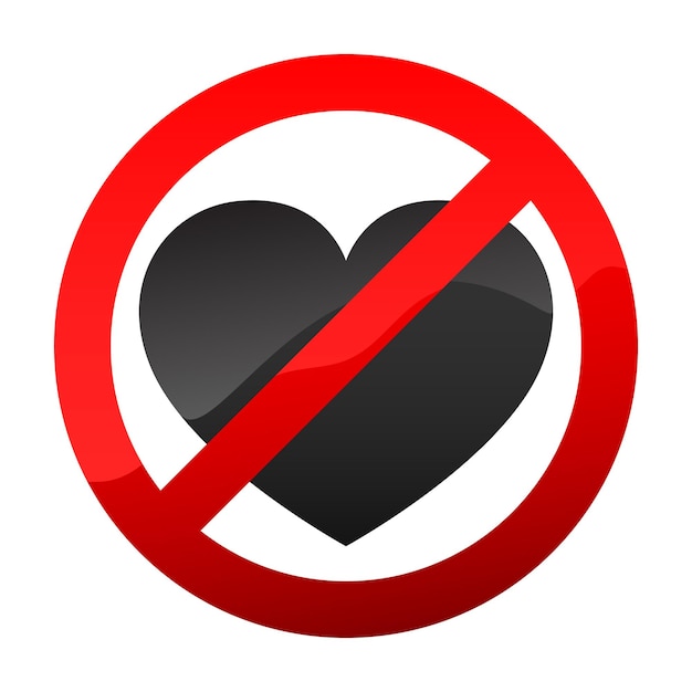 Vector no love heart sign vector illustration