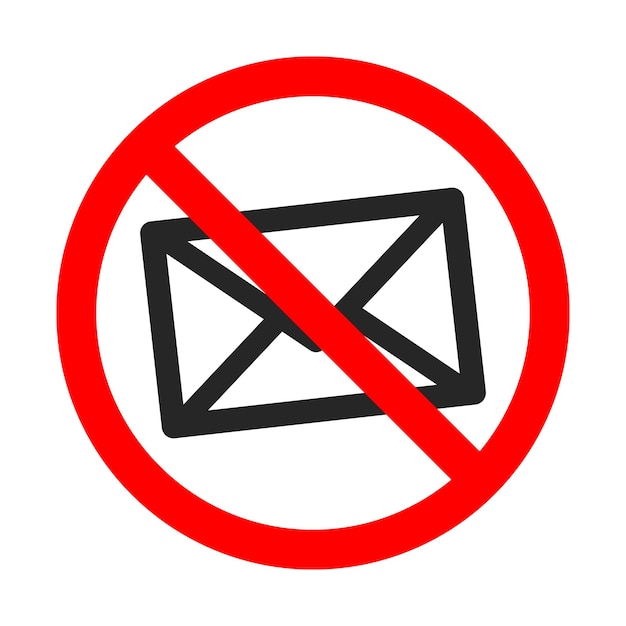 Vector no mail sign no envelope icon mailing forbidden