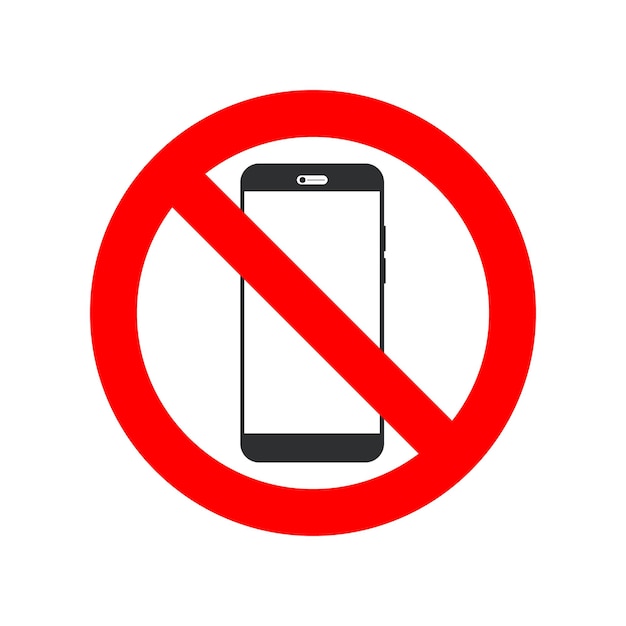 携帯電話のサイン ベクトルイラスト 警告 アイコン 携帯フォンのシンボルを使用しないでください