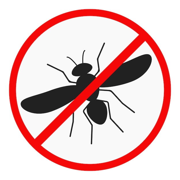 No mosquito flat design icon isolated on white background.