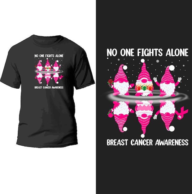 Никто не борется в одиночку с дизайном футболки для информирования о раке молочной железы.