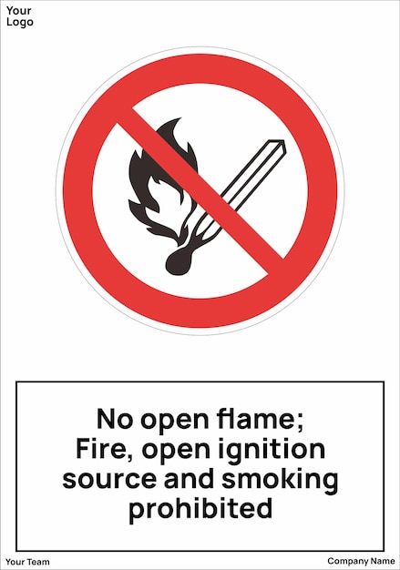 No open flame Fire open ignition source and smoking prohibited signs symbol standard iso 7010