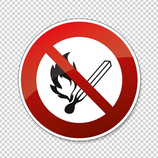 No open flame sign No fire No access with open flame or no smoking prohibition sign on checked transparent background Vector illustration Eps 10 vector file