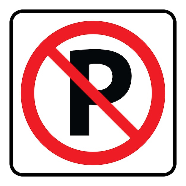 No parking sign on black background drawing by illustration