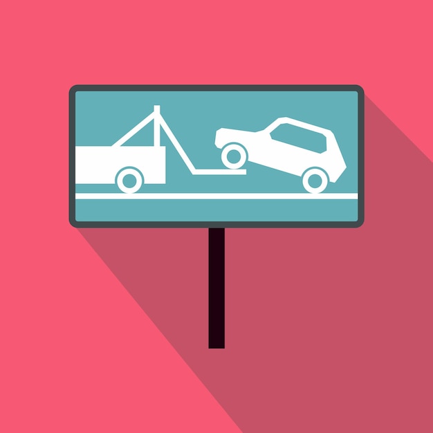 No parking sign icon in flat style on a pink background