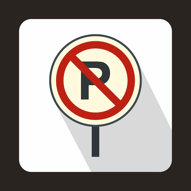 No parking sign icon in flat style on a white background