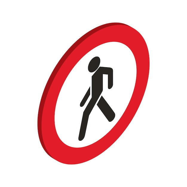 No pedestrian sign icon in isometric 3d style on a white background