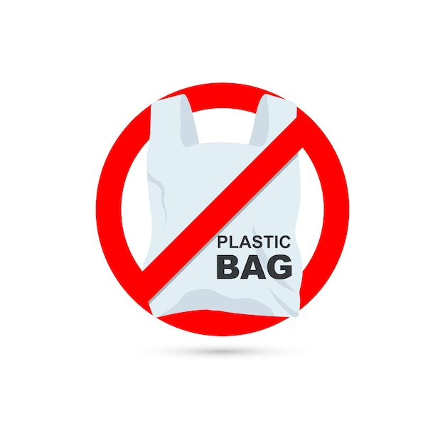 Vector no plastic bag forbidden sign