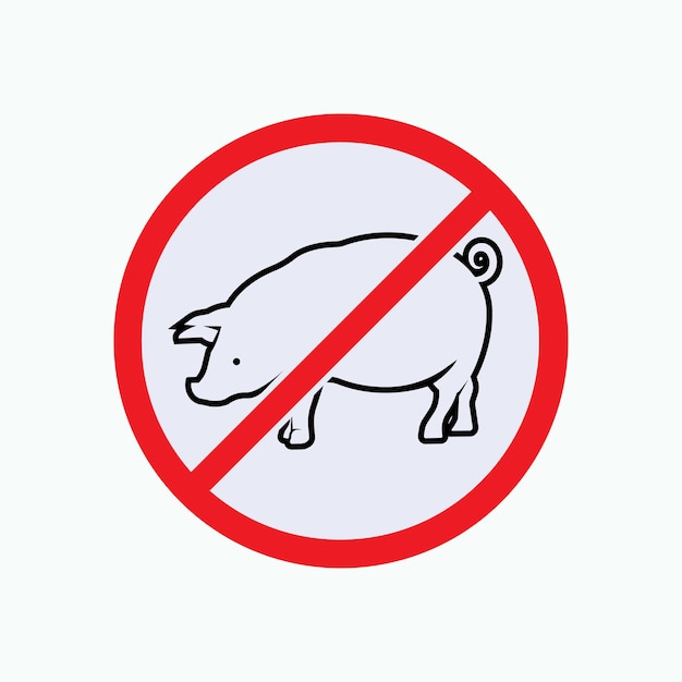 Vettore nessuna icona di maiale simbolo di carne halal