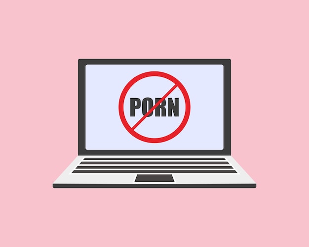 Vector no porno icon on laptop screen on white background vector stock illustration