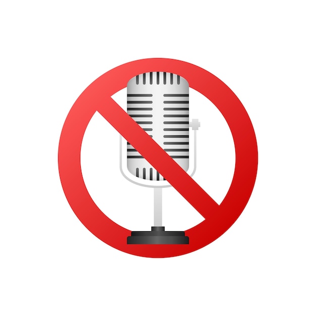 Vector no recording sign. no microphone sign on white background. vector illustration.