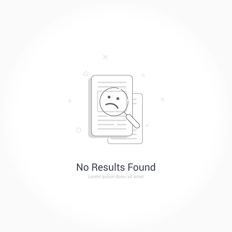 Vector no result found and empty results popup design