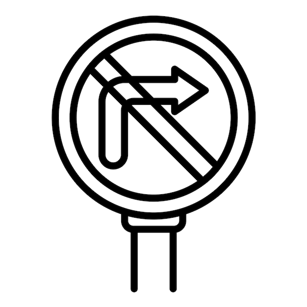 No Right Turn Vector Illustration Style