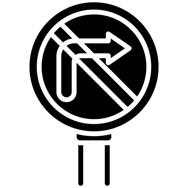 No Right Turn Vector Illustration Style