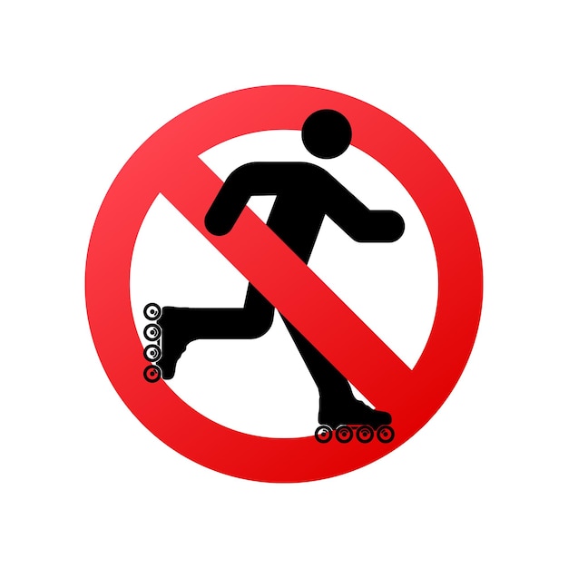 Vector no roller skates sign label warning icon vector stock illustration