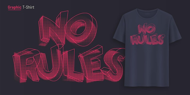 No rules. Graphic t-shirt design, typography, print with stylized text. Vector illustration.
