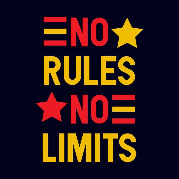 No rules no limits typografie motiverend citaatontwerp