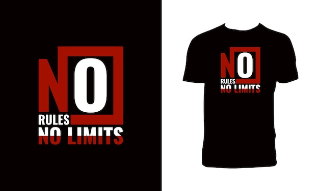 Vector no rules no limits typography and lettering t shirt design