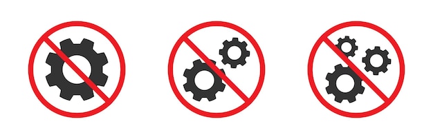 No service gear icon Gear icon crossed out in a circle Repair ban Flat vector illustration