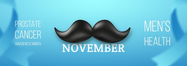 No shave november lange horizontale banner met retro snor.