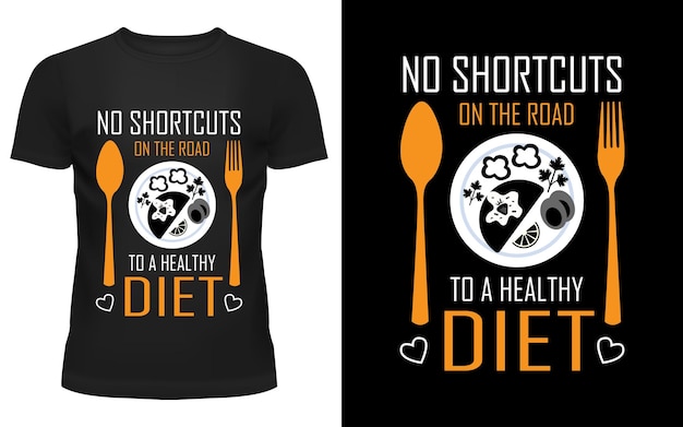 健康的なダイエットへの道に近道はありません フィットネス ダイエット T シャツのデザイン