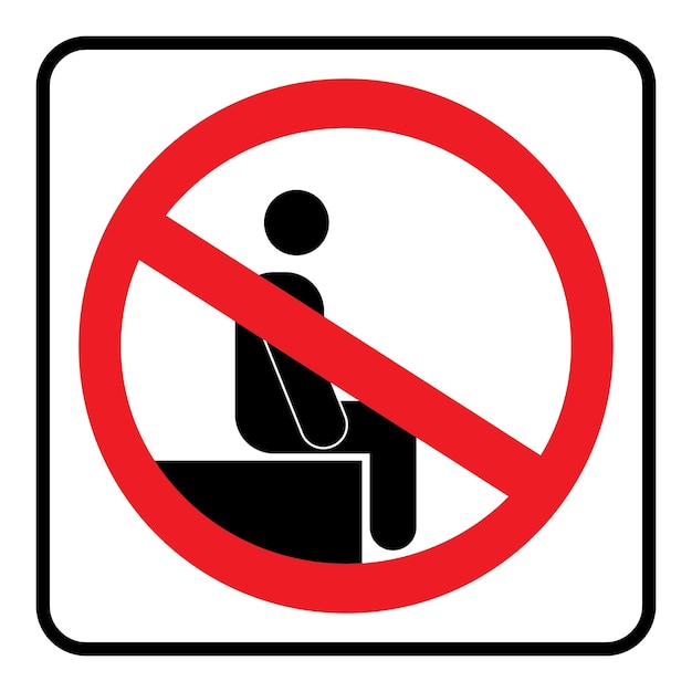 No sitting icon on white background drawing by illustration