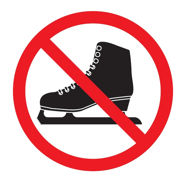 No skating sign crossed in red circle isolated on white background