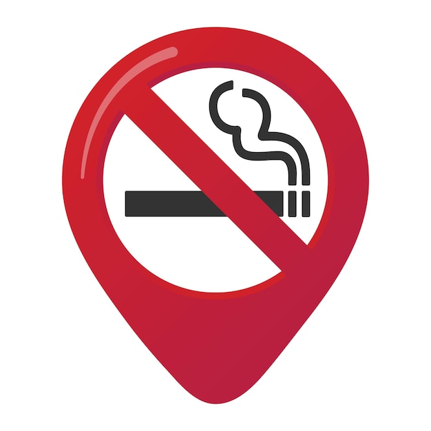 No smoking area marker map pin icon sign with flat design gradient styled cigarette