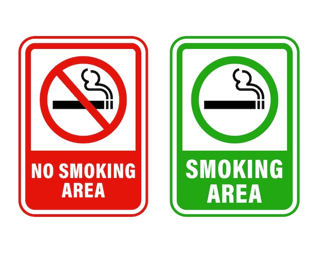 no smoking area and smoking area sign vector design
