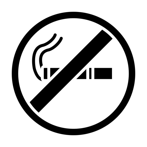 No Smoking Glyph Solid Black Illustration