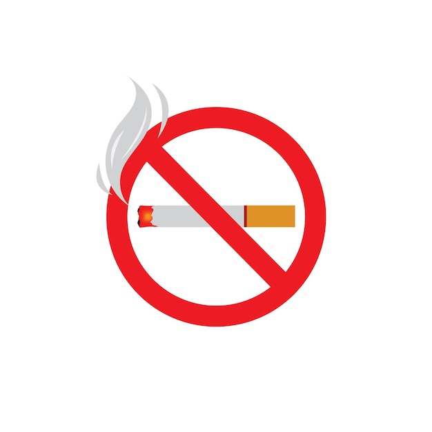 No Smoking icon vector icon with cigarette and smoke illustration