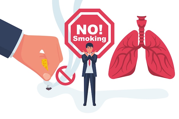 Целевая страница "Не курить" знак "бросить курить" потушить окурок запрет на вредные привычки сигареты в час