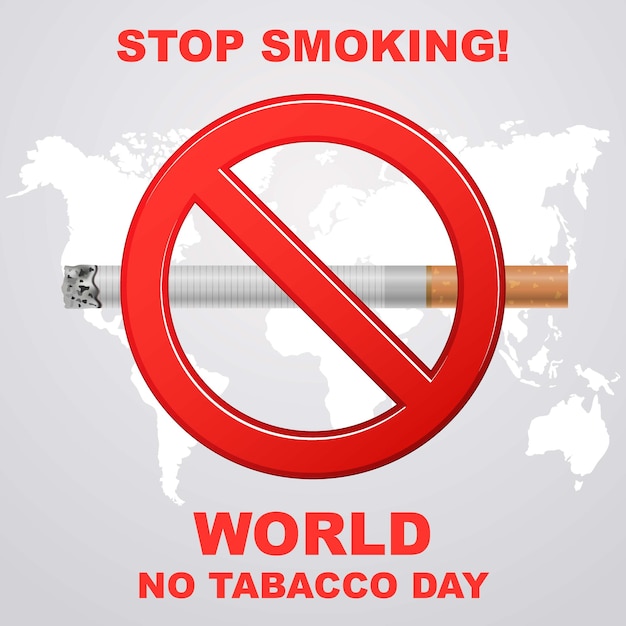 No smoking prohibited forbidden no tobacco day 31 may world map social media template poster design