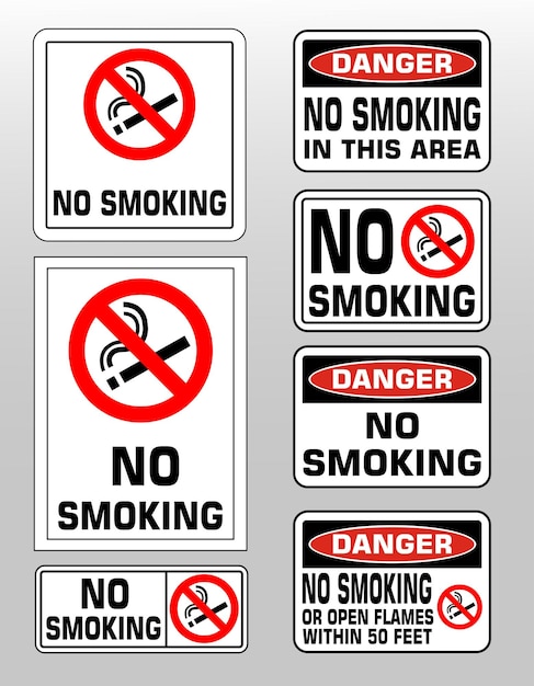 NO SMOKING prohobition verboden teken set vector illustratie