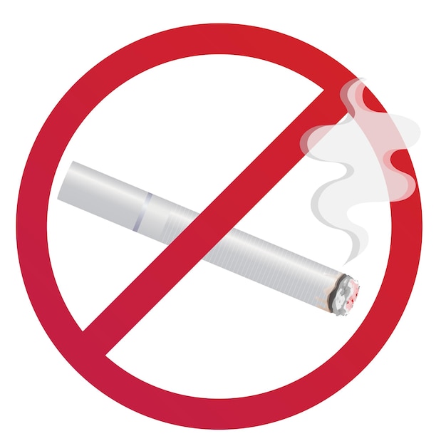 白い背景のベクトル図に分離された禁煙標識禁止標識アイコン